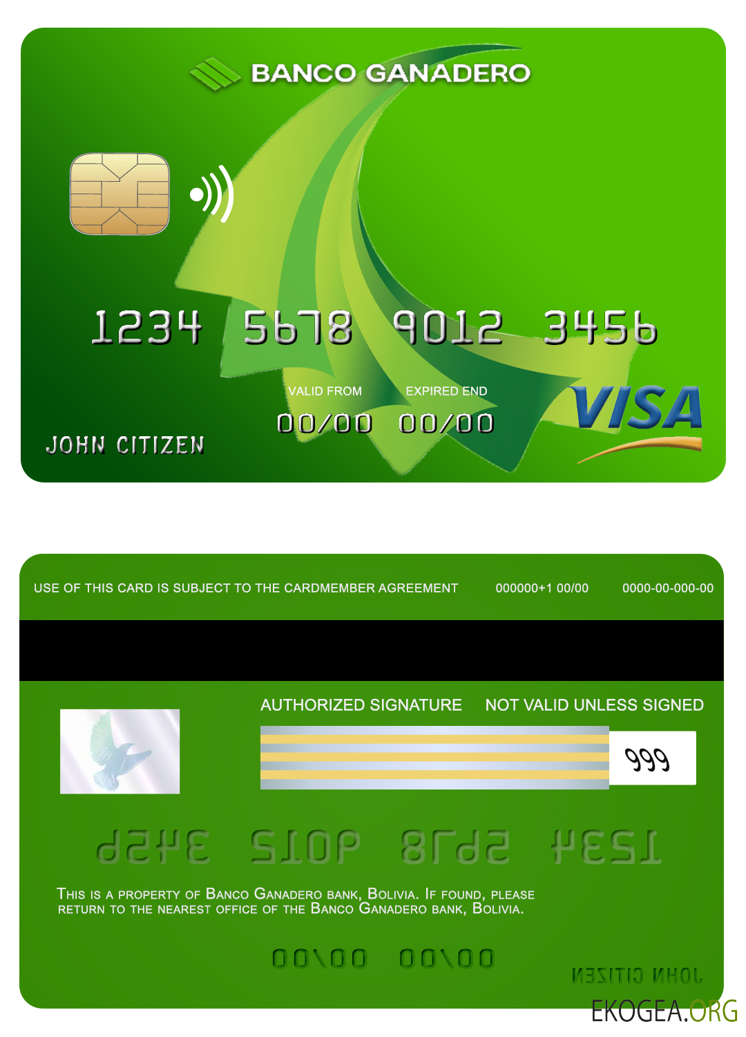 Carte visa bancaire Bolovia Ganadero